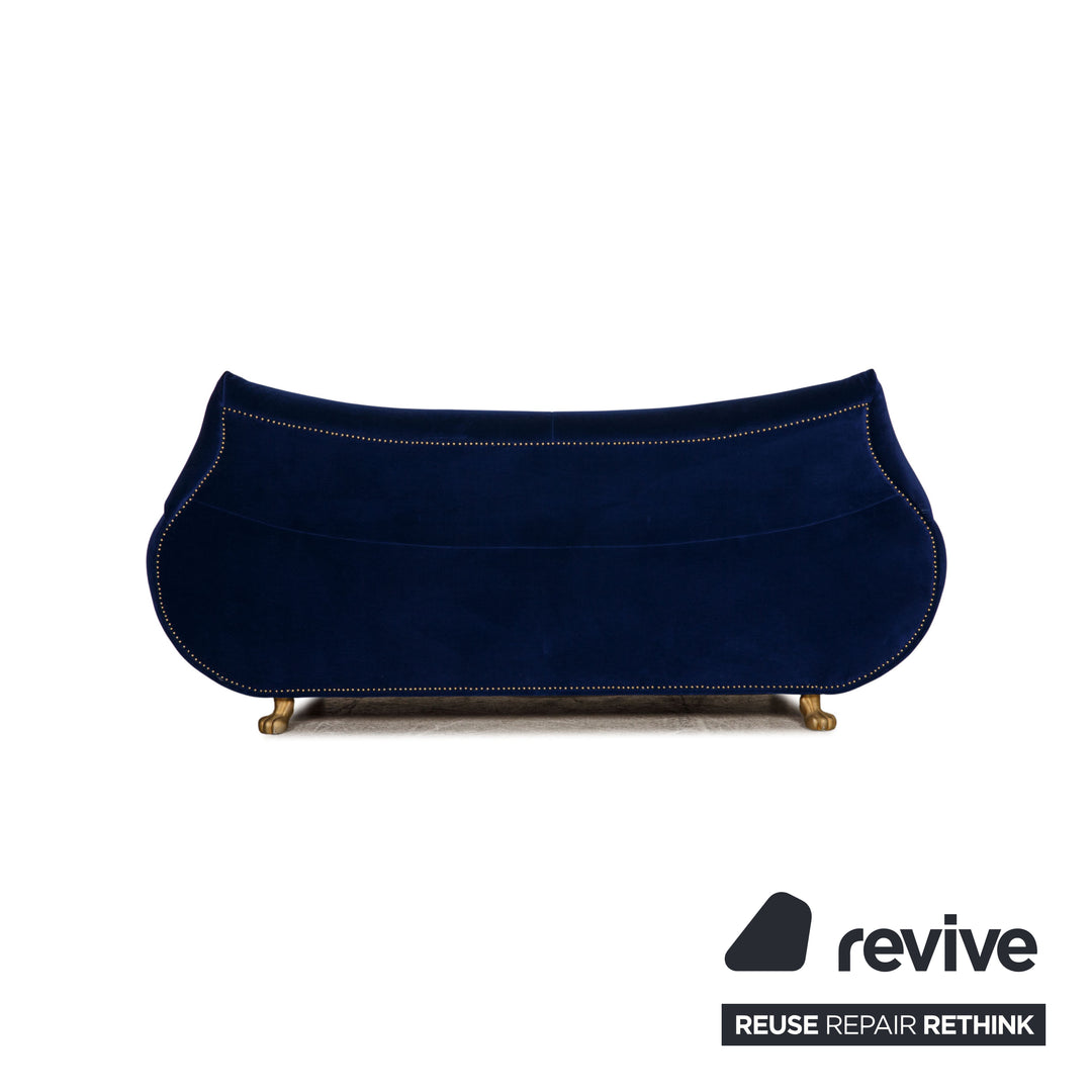 Bretz Gaudi Fabric Two Seater Blue Sofa Couch Velvet