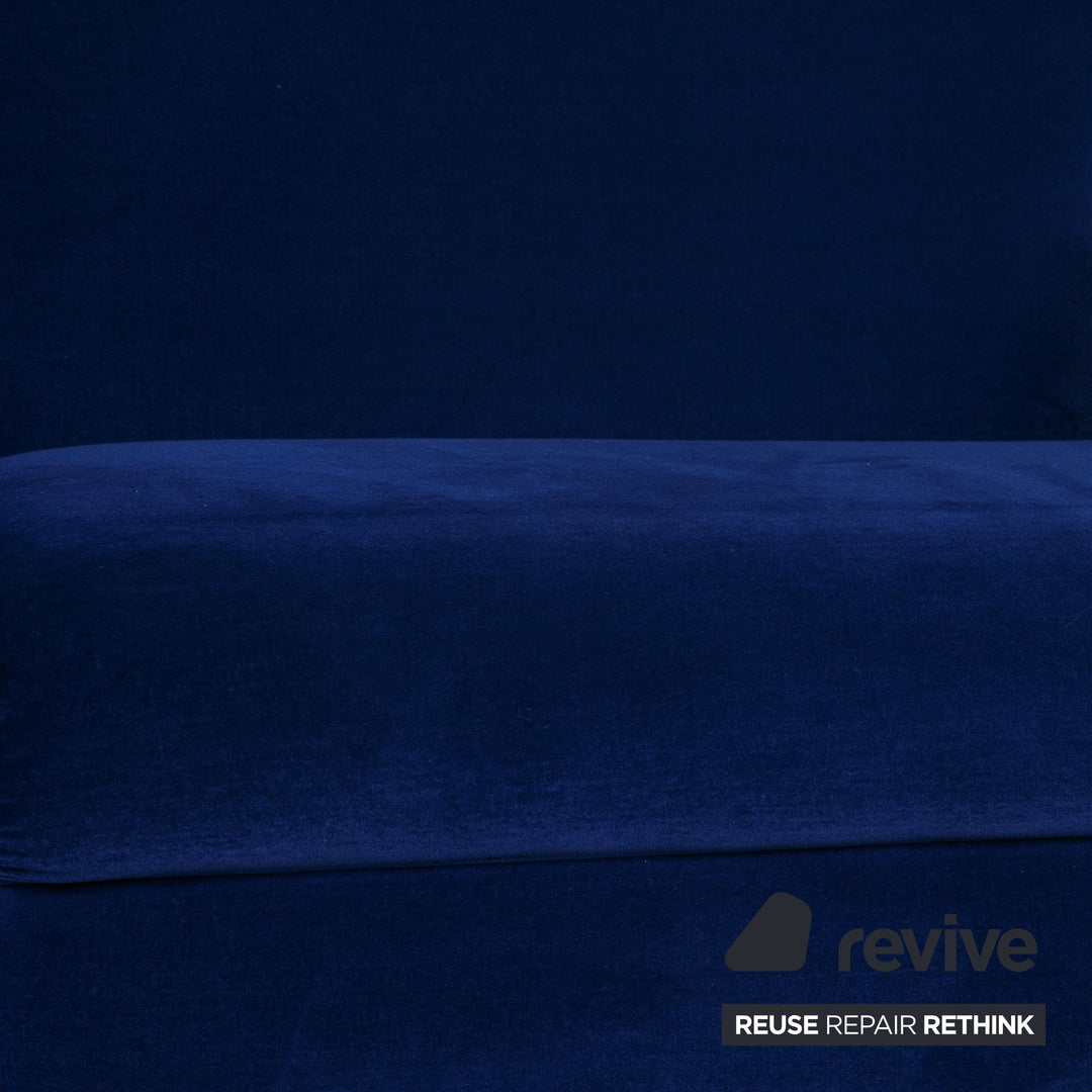 Bretz Gaudi Fabric Two Seater Blue Sofa Couch Velvet