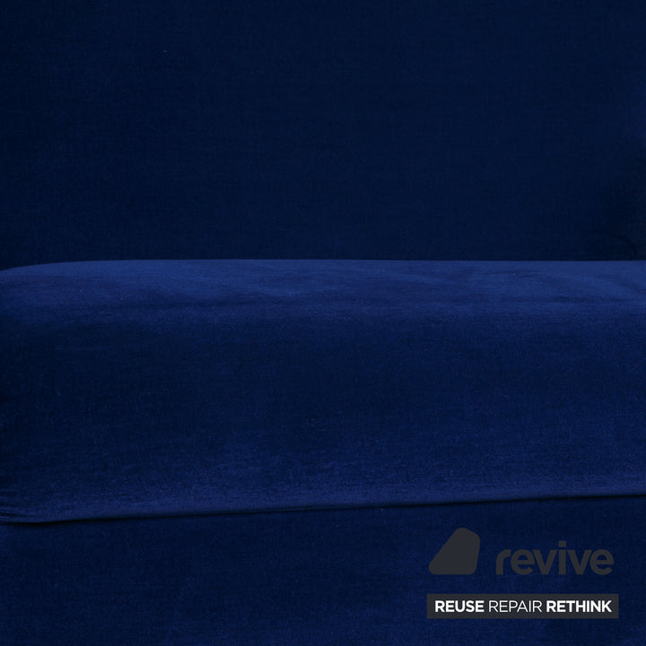 Bretz Gaudi Fabric Two Seater Blue Sofa Couch Velvet