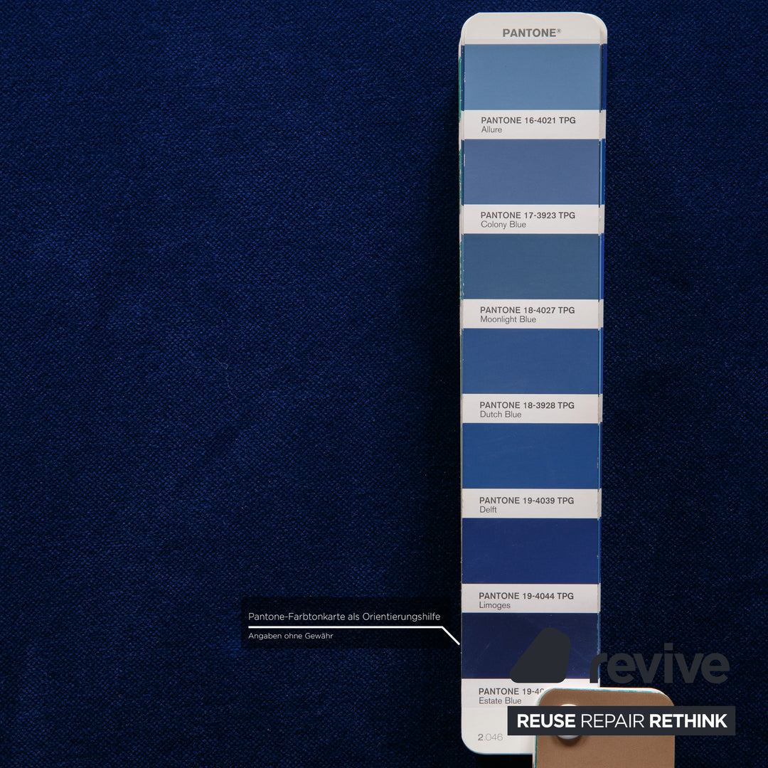 Bretz Gaudi Fabric Two Seater Blue Sofa Couch Velvet