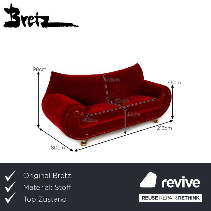 Bretz Gaudi Fabric Two Seater Red Sofa Couch