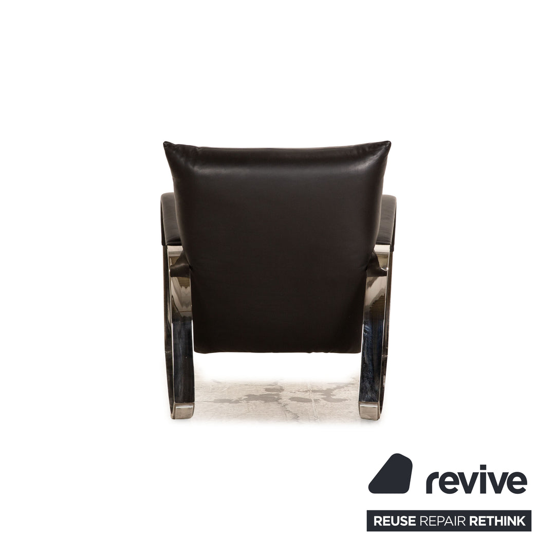 Bretz Highland B132 Leather Rocking Armchair Black incl. footstool