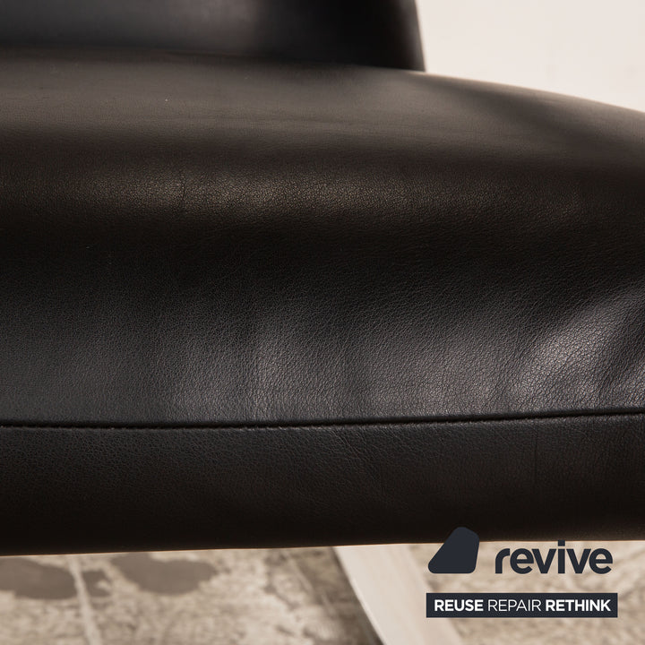 Bretz Highland B132 Leather Rocking Armchair Black incl. footstool