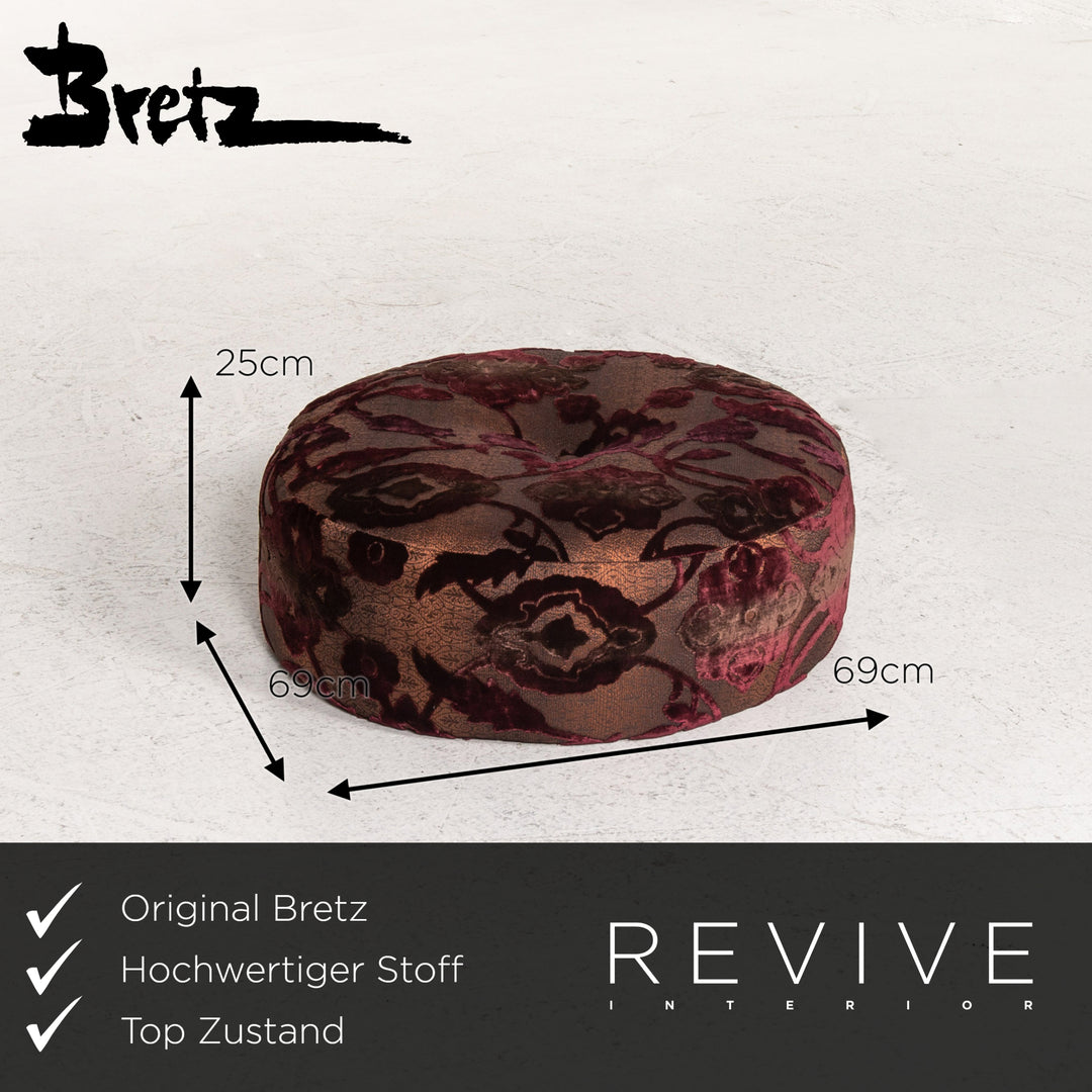 Bretz Stool Velvet Purple Patterned Pouf #13484