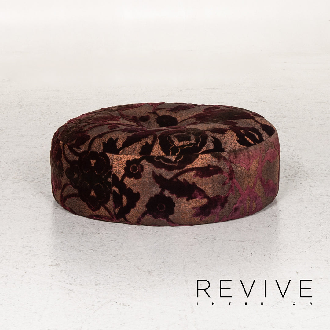 Bretz Stool Velvet Purple Patterned Pouf #13484