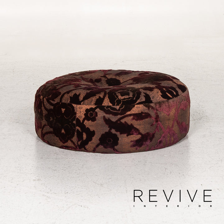 Bretz Stool Velvet Purple Patterned Pouf #13484