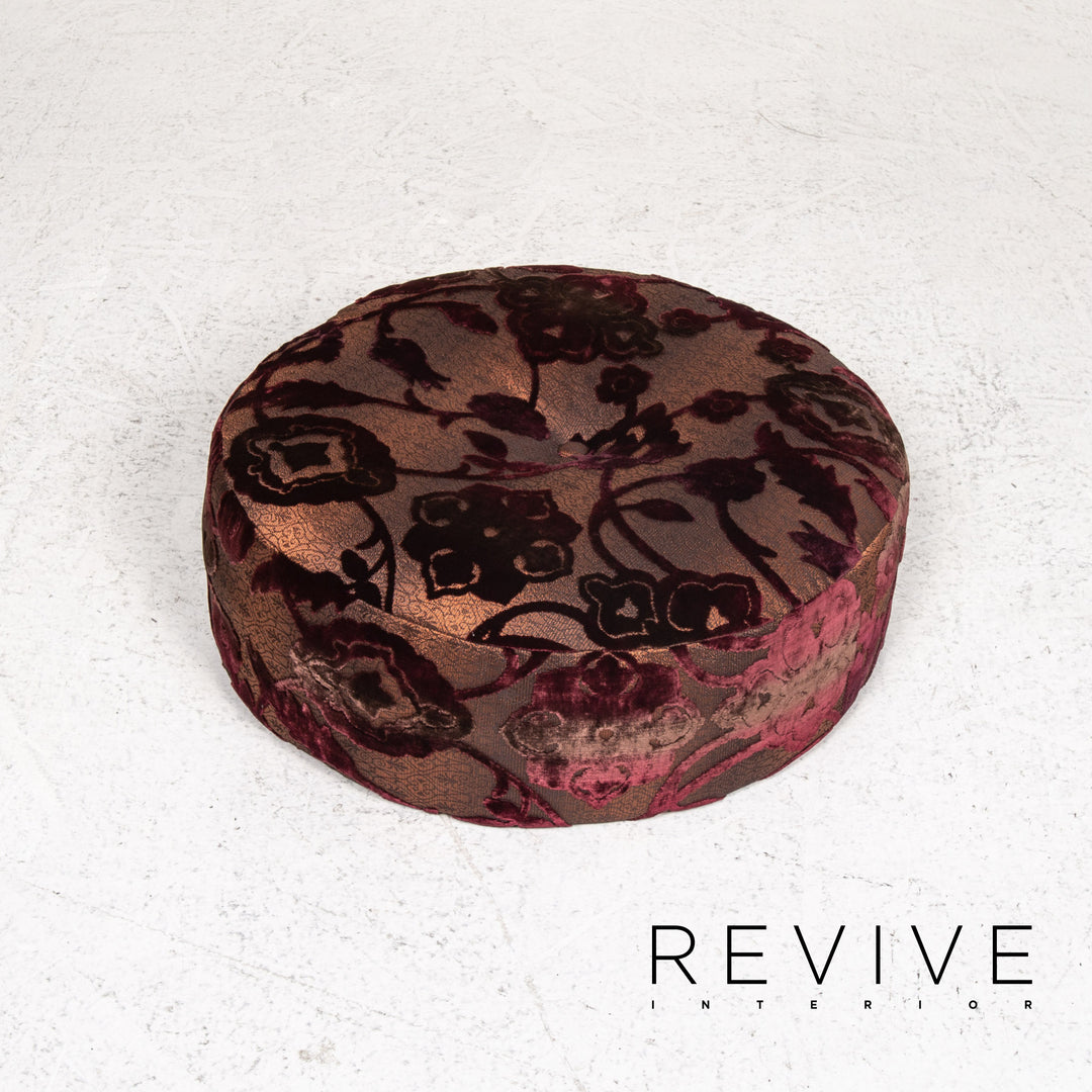 Bretz Stool Velvet Purple Patterned Pouf #13484