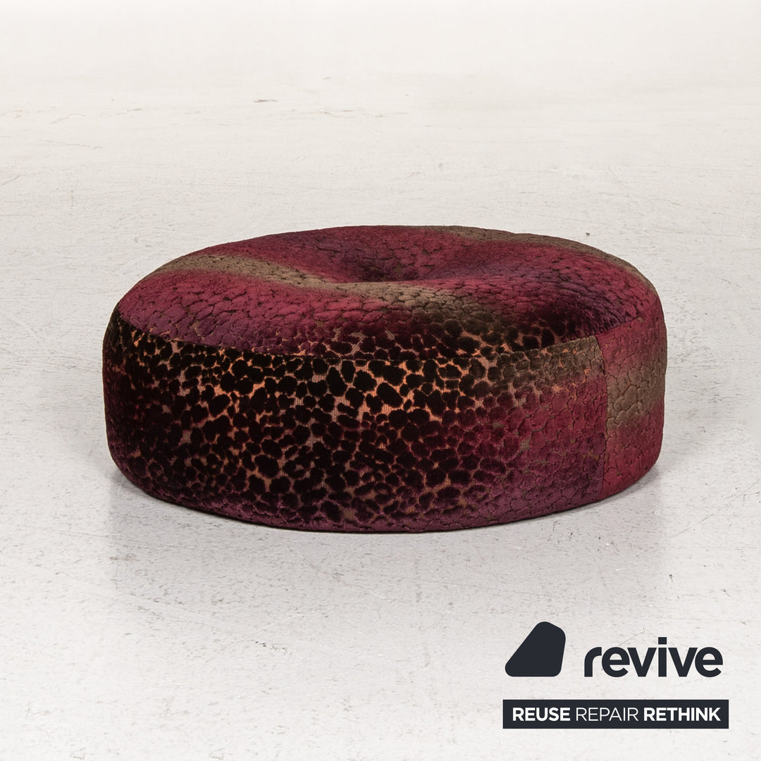 Bretz Stool Velvet Purple Patterned Pouf #13485