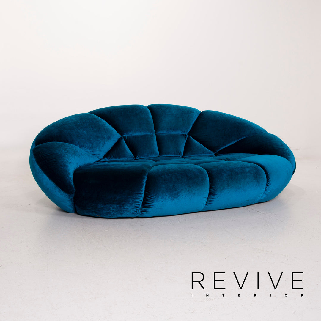 Bretz Kautsch blue fabric sofa three seater velvet #15039