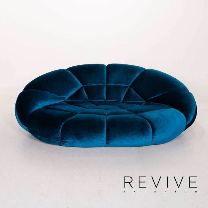 Bretz Kautsch blue fabric sofa three seater velvet #15039