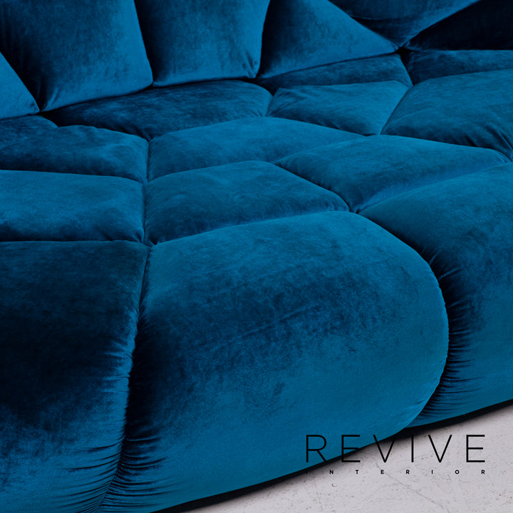 Bretz Kautsch blue fabric sofa three seater velvet #15039