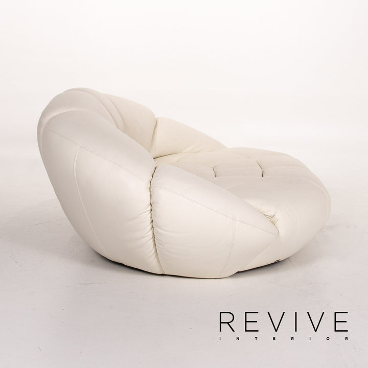 Bretz rubber leather sofa cream three-seater couch #13617