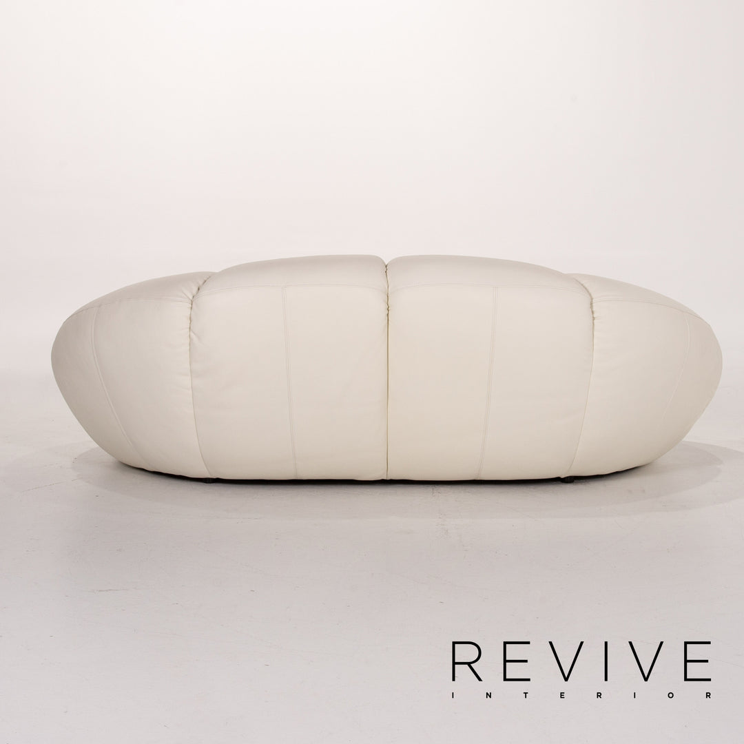 Bretz rubber leather sofa cream three-seater couch #13617