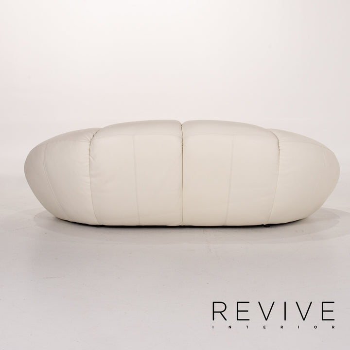 Bretz rubber leather sofa cream three-seater couch #13617