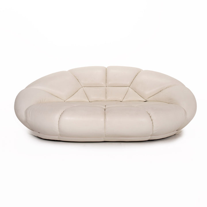 Bretz rubber leather sofa cream three-seater couch #13617