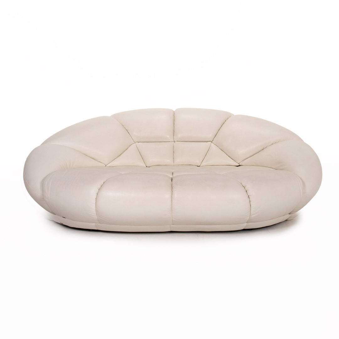 Bretz rubber leather sofa cream three-seater couch #13617