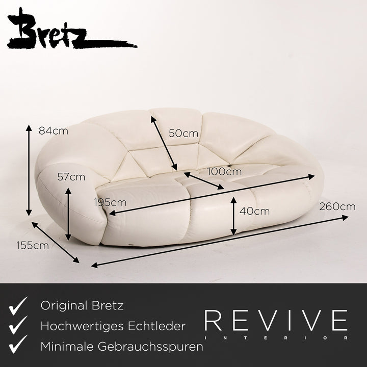 Bretz rubber leather sofa cream three-seater couch #13617