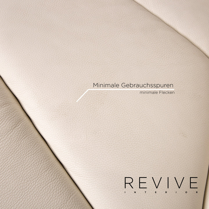 Bretz rubber leather sofa cream three-seater couch #13617