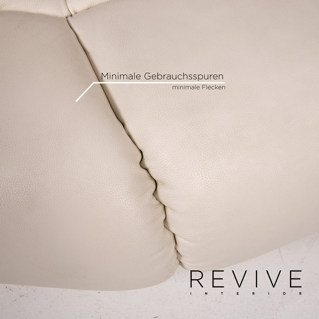 Bretz rubber leather sofa cream three-seater couch #13617