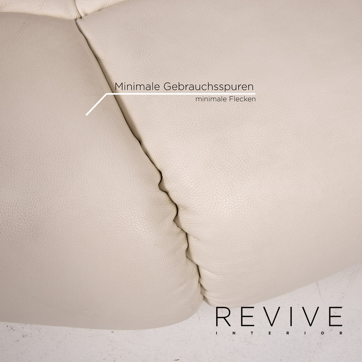 Bretz rubber leather sofa cream three-seater couch #13617