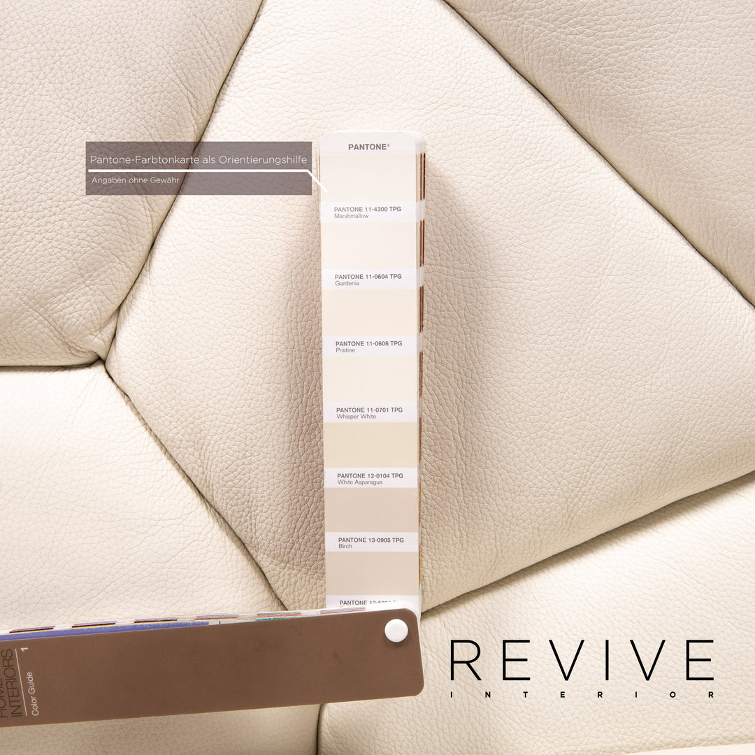 Bretz rubber leather sofa cream three-seater couch #13617