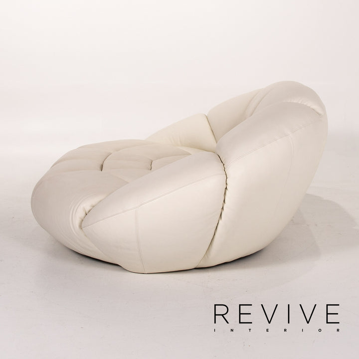 Bretz rubber leather sofa cream three-seater couch #13617