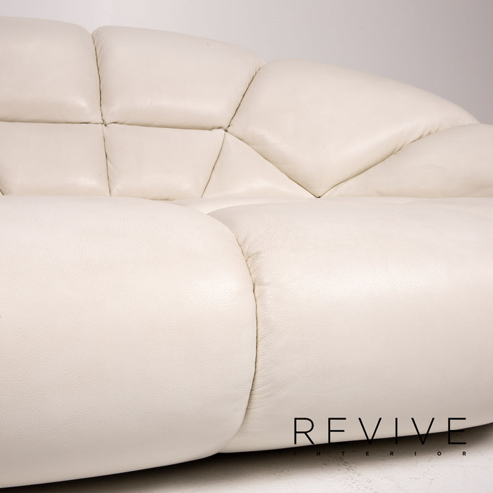 Bretz rubber leather sofa cream three-seater couch #13617