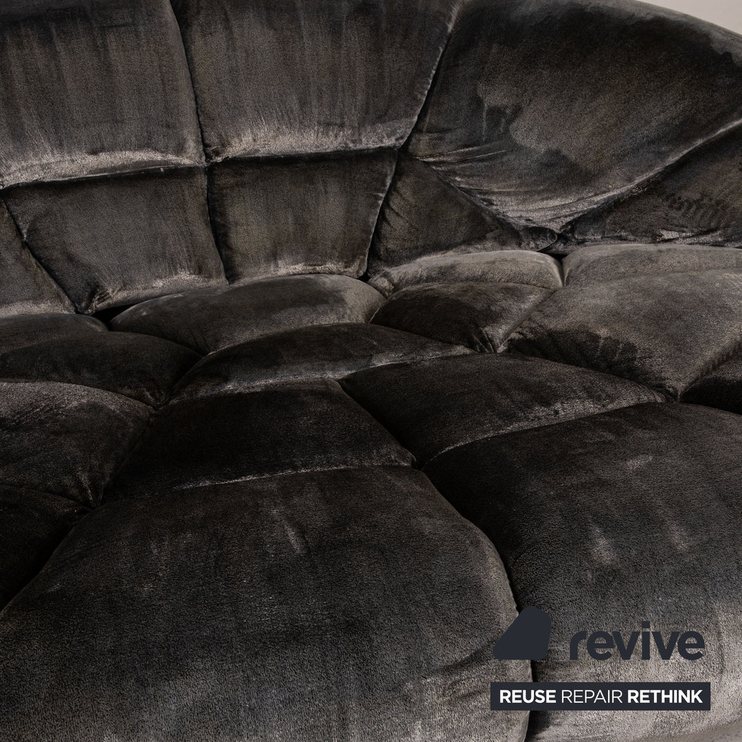 Bretz Kautsch Fabric Sofa Gray Four Seater Couch