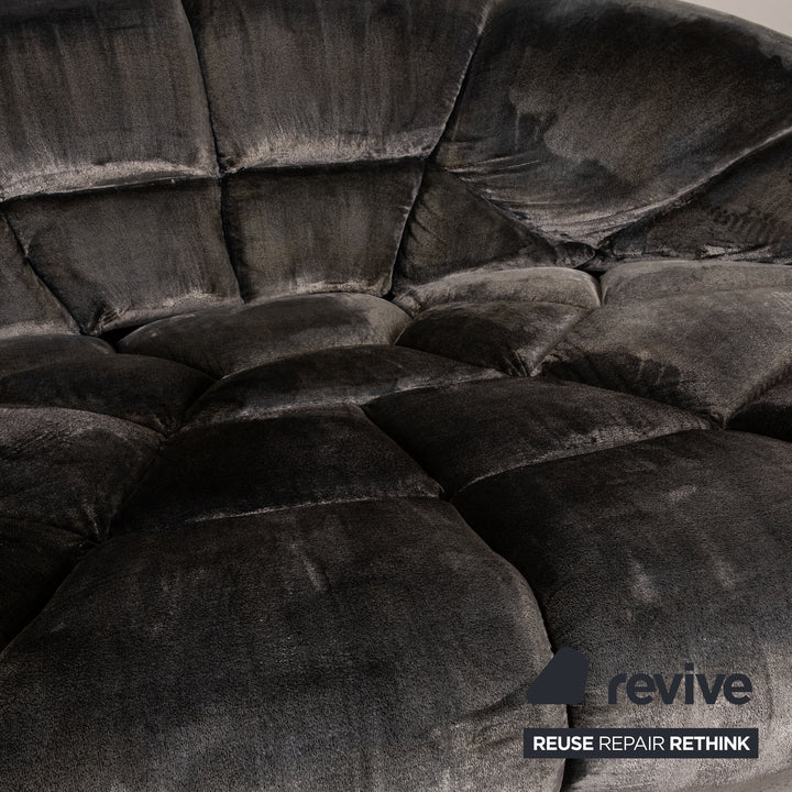 Bretz Kautsch Fabric Sofa Gray Four Seater Couch