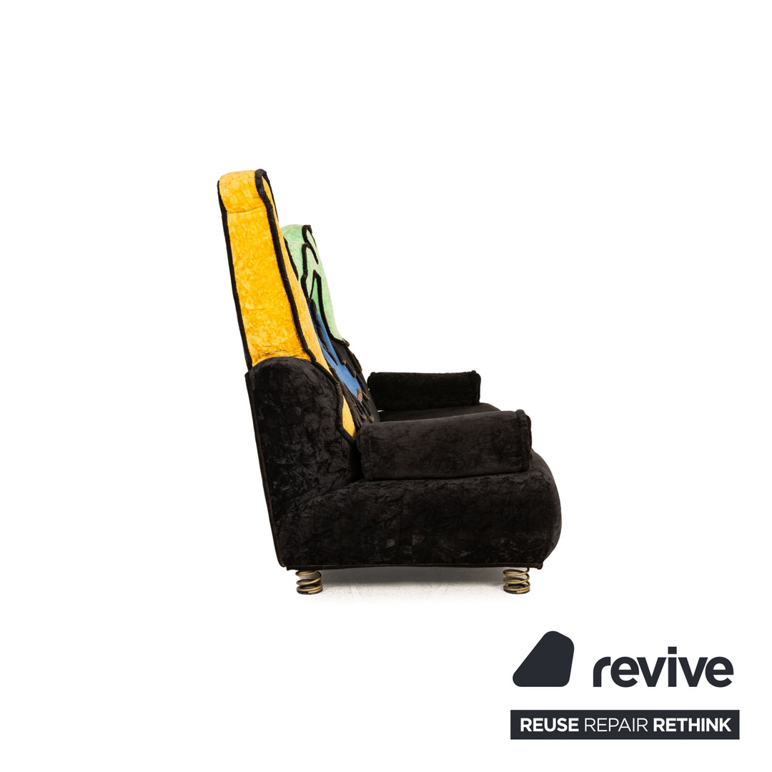 Bretz Keith Haring Fabric Sofa Black Three Seater Couch
