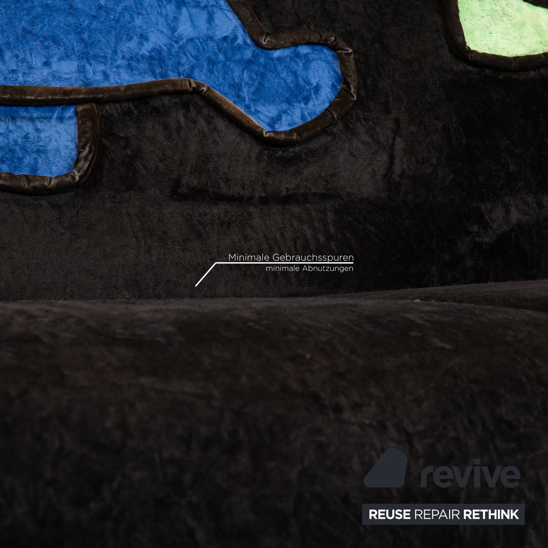 Bretz Keith Haring Fabric Sofa Black Three Seater Couch