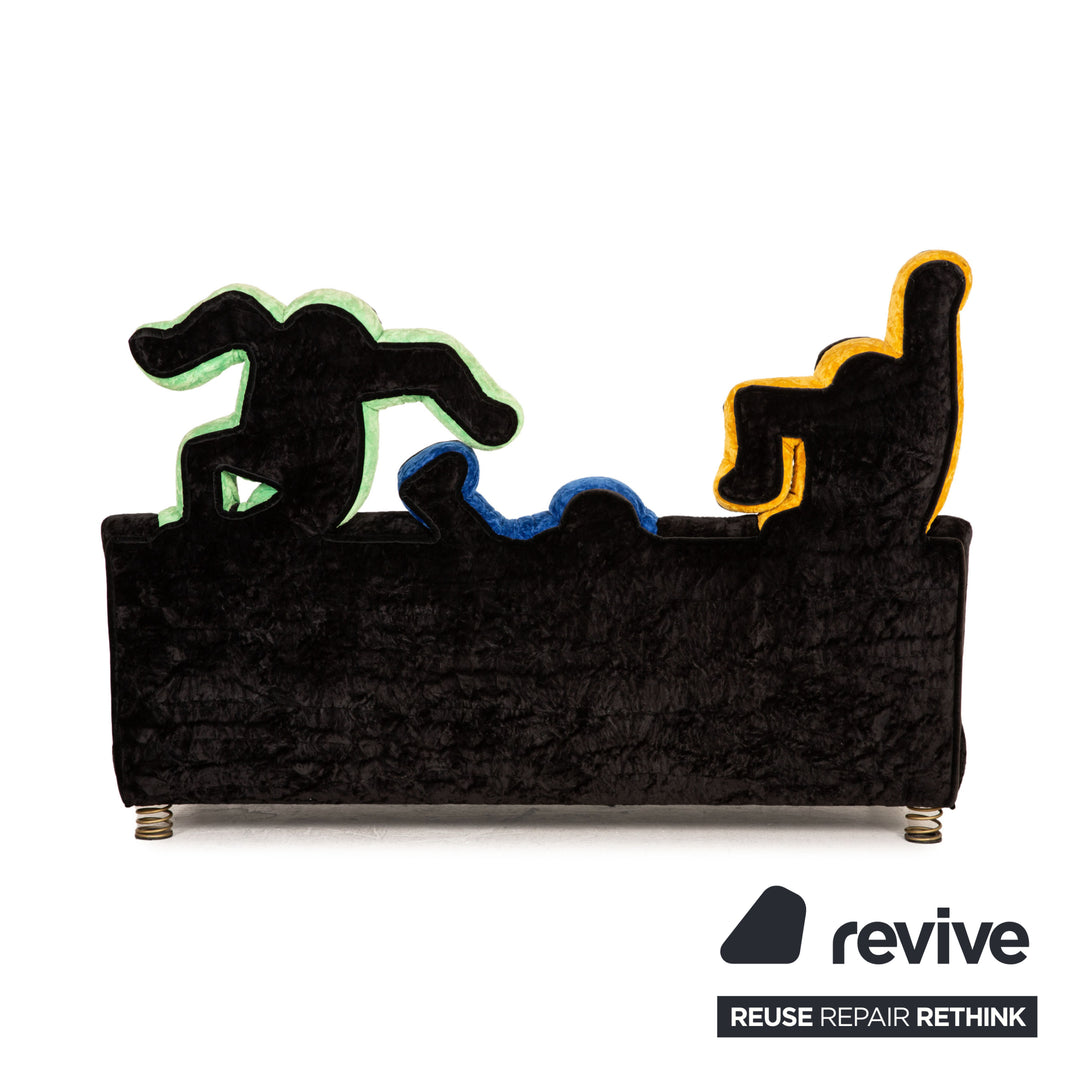 Bretz Keith Haring Fabric Sofa Black Three Seater Couch