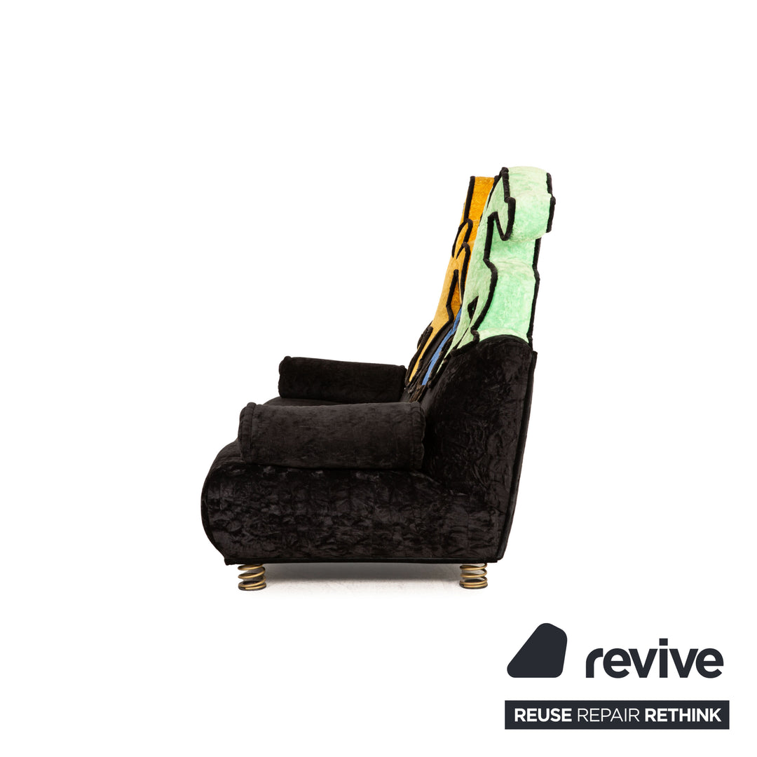 Bretz Keith Haring Fabric Sofa Black Three Seater Couch