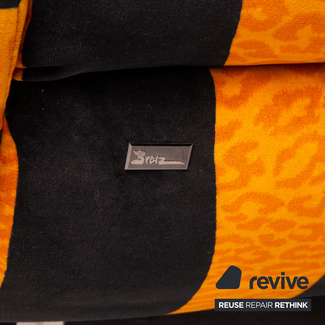 Bretz Knastente Fabric Armchair Yellow Black Tiger Pattern