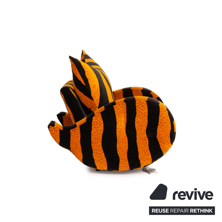 Bretz Knastente Fabric Armchair Yellow Black Tiger Pattern