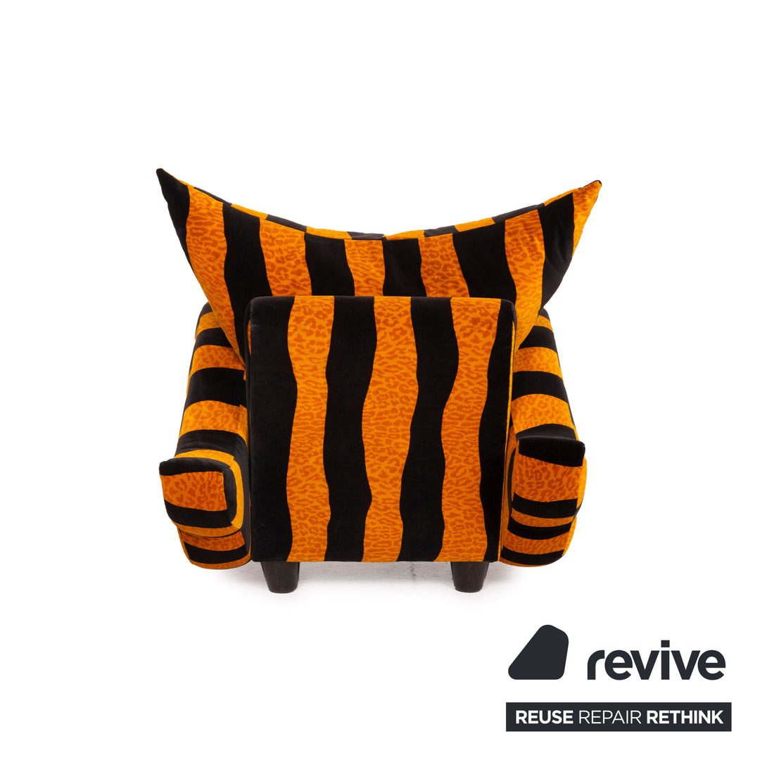 Bretz Knastente Fabric Armchair Yellow Black Tiger Pattern