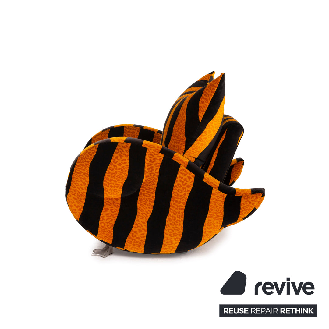Bretz Knastente Fabric Armchair Yellow Black Tiger Pattern