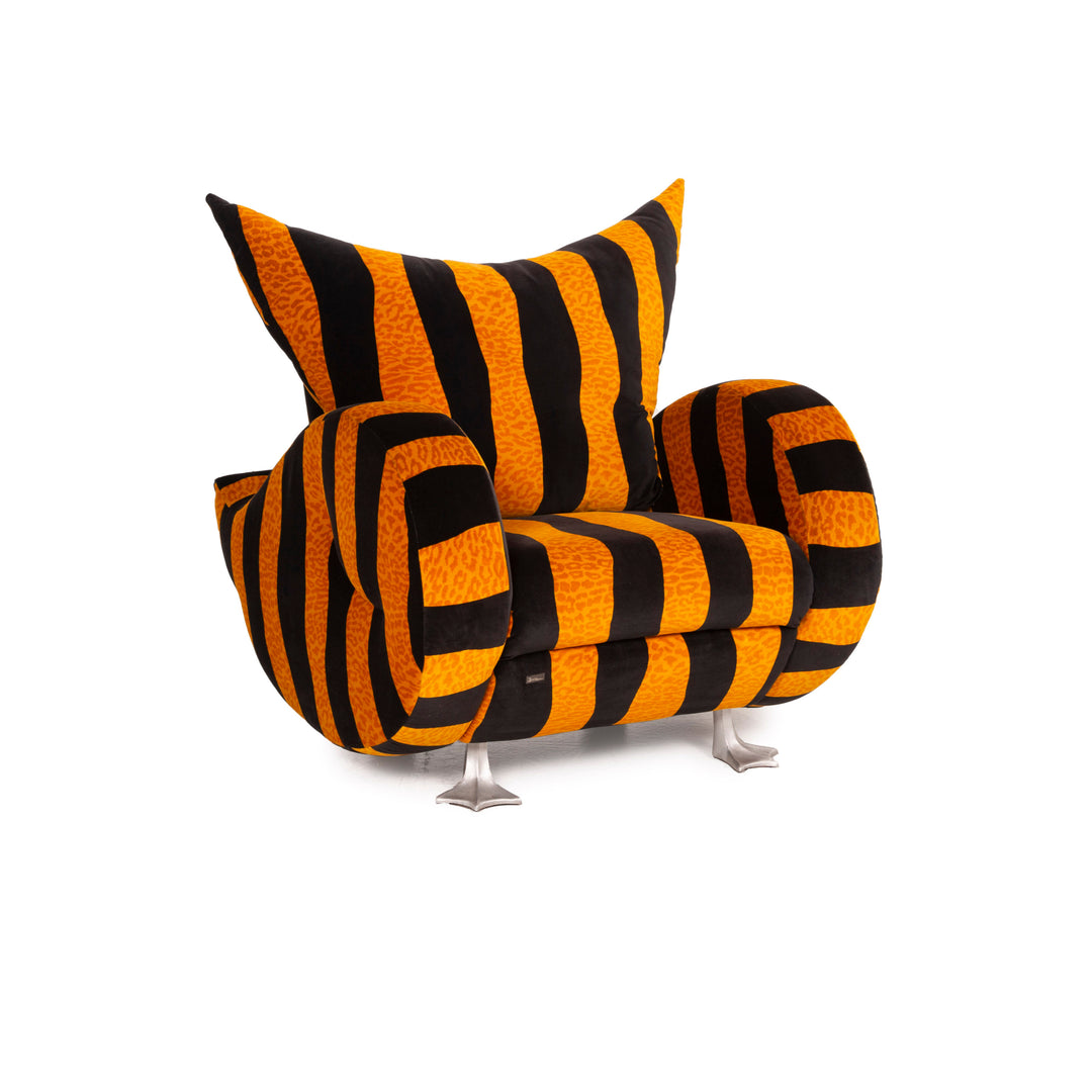 Bretz Knastente Fabric Armchair Yellow Black Tiger Pattern