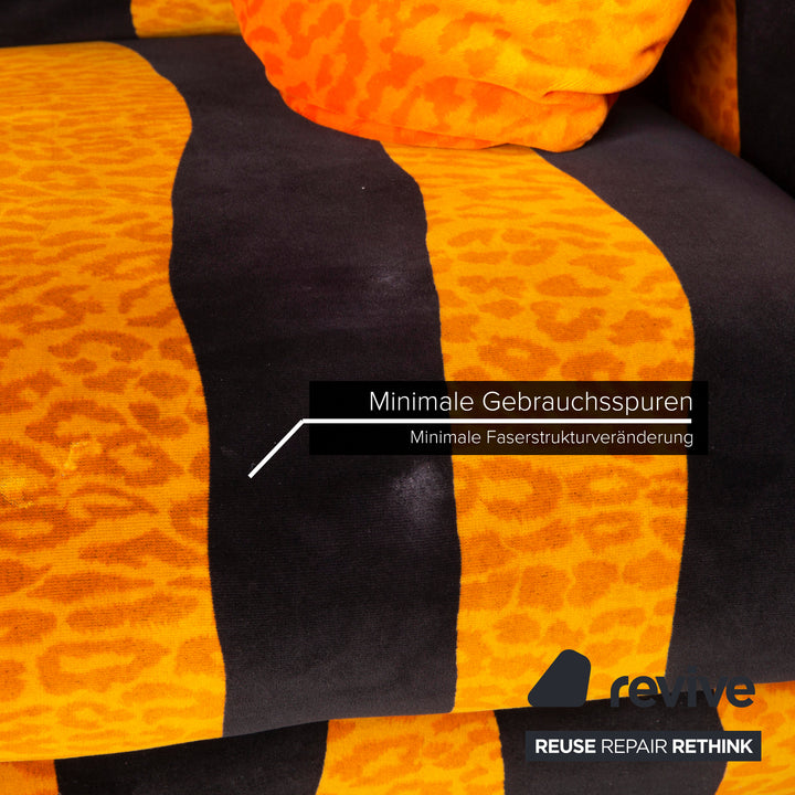 Bretz Knastente Fabric Sofa Set Yellow Three Seater Black Tiger Pattern Armchair Set