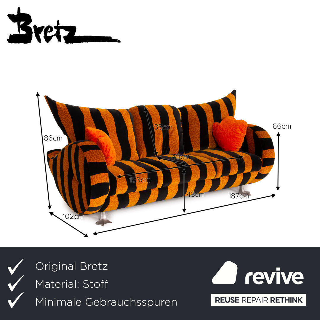 Bretz duck fabric sofa yellow three seater black tiger pattern