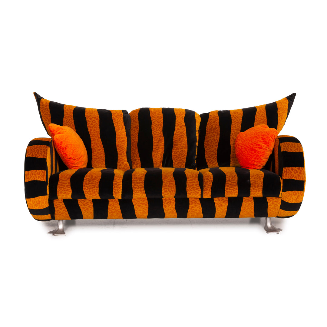 Bretz duck fabric sofa yellow three seater black tiger pattern