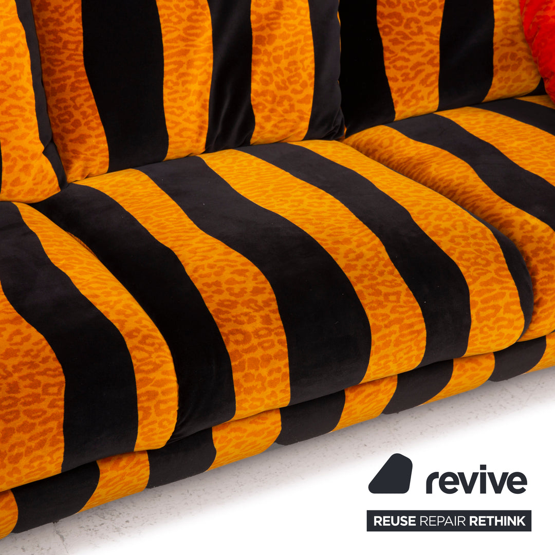 Bretz duck fabric sofa yellow three seater black tiger pattern