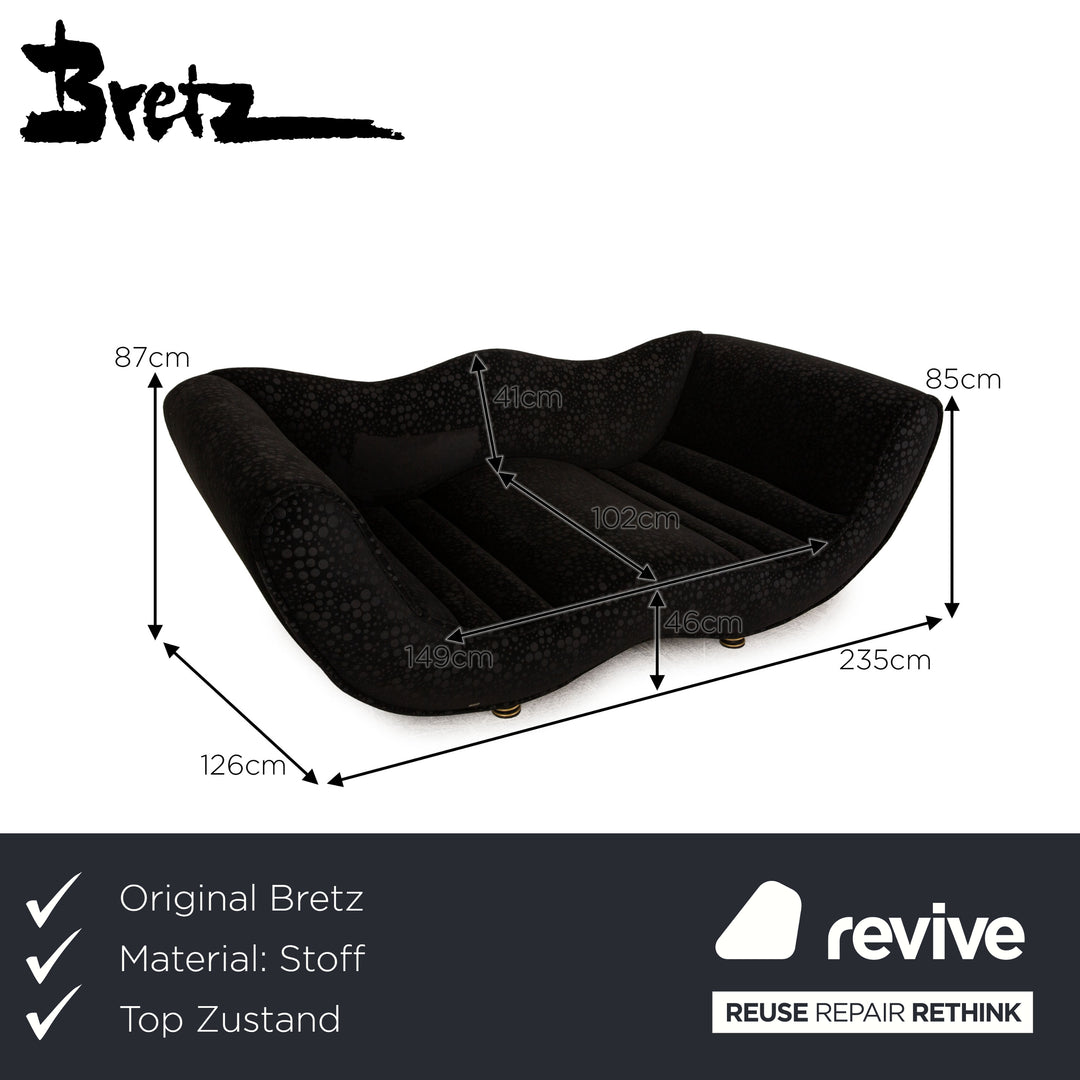 Bretz Laola Hookipa Fabric Black Two Seater Sofa Couch