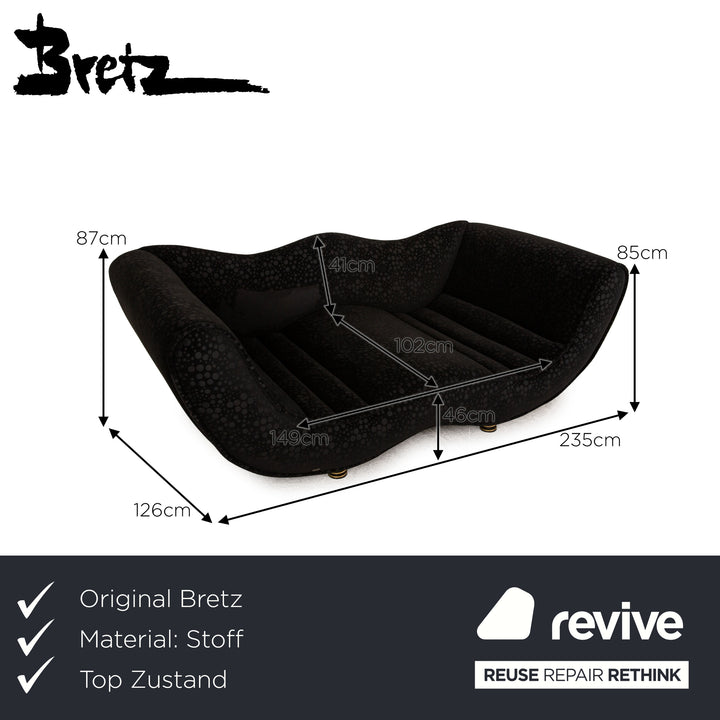 Bretz Laola Hookipa Fabric Black Two Seater Sofa Couch