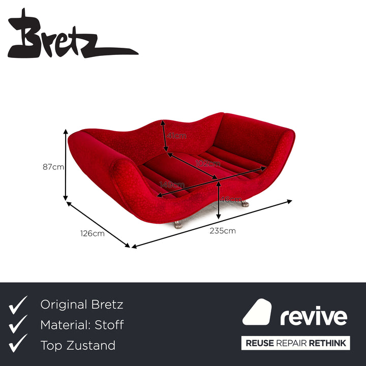 Bretz Laola Hookipa Fabric Two Seater Red Sofa Couch
