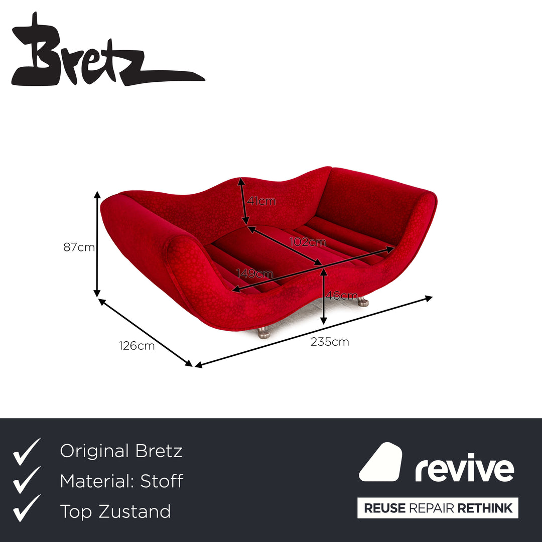 Bretz Laola Hookipa Fabric Two Seater Red Sofa Couch