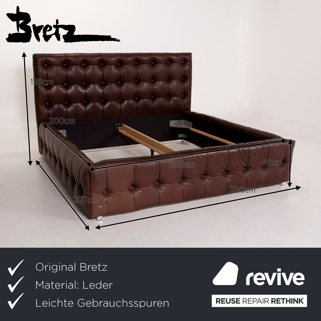 Bretz Chesterfield Leder Bett Braun 200cm x 200cm inkl. Truhen #14987