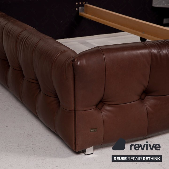 Bretz Chesterfield Leder Bett Braun 200cm x 200cm inkl. Truhen #14987