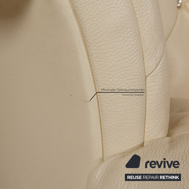 Bretz leather three seater cream sofa couch