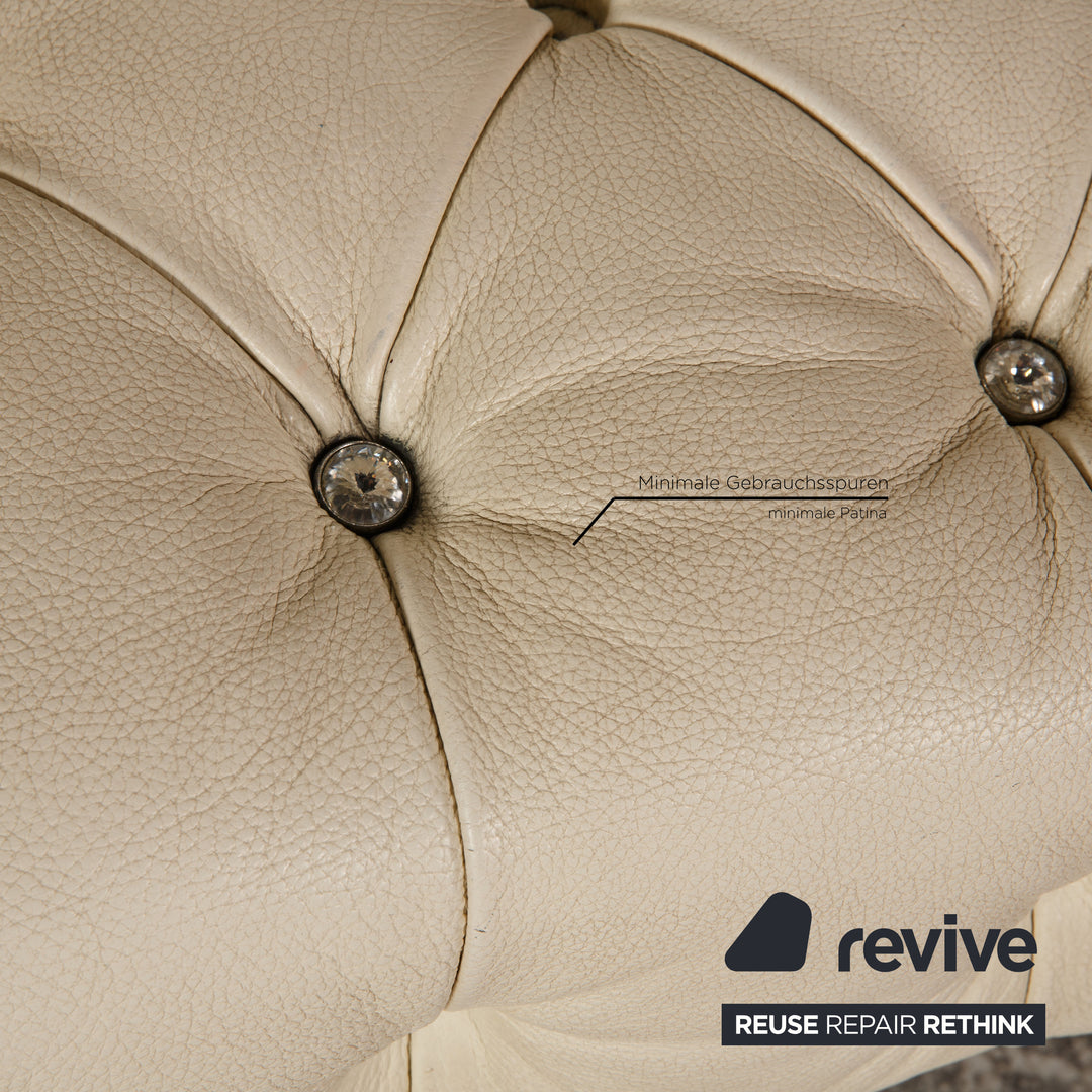 Bretz leather three seater cream sofa couch